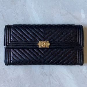 CHANEL Boy Chevron Long Flap Wallet